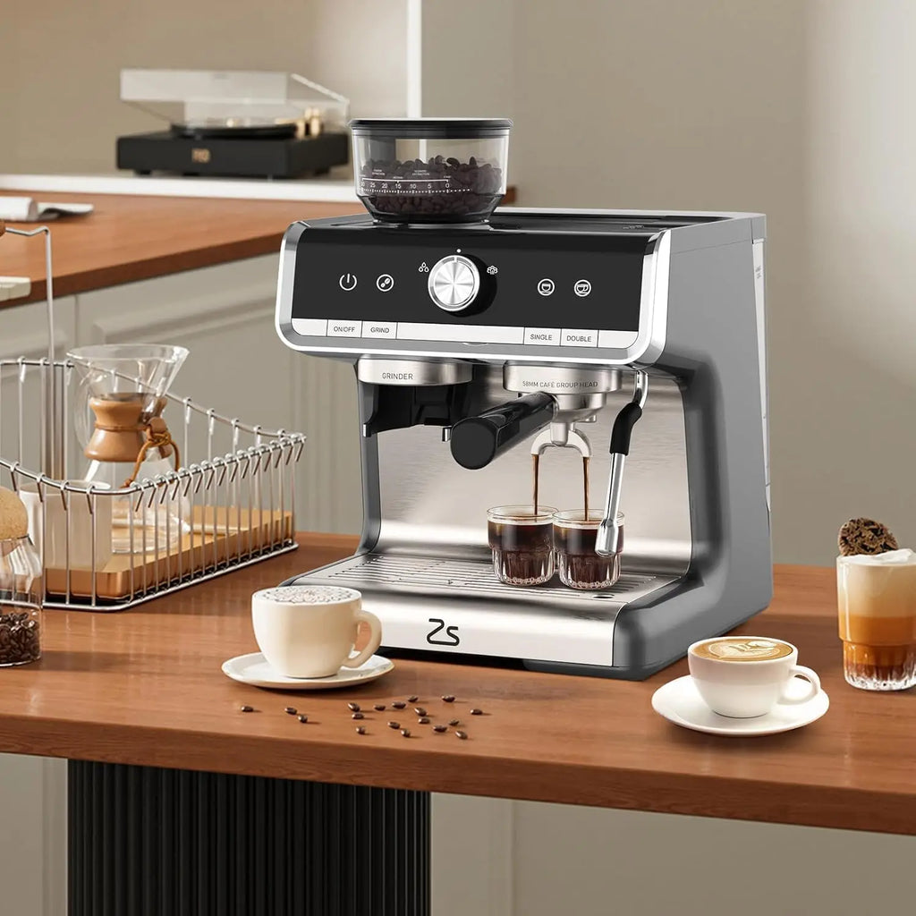 20 Bar 1450W Semi Automatic Espresso Maker with Grinder